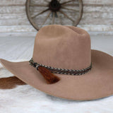 Genuine Horsehair 5 Strand Braided Hat Band with Single Tassel - Overo