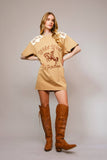 23549D - Garment Washed Embroidered Western Dress