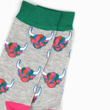 Men's Bamboo Socks - Grey/Rainbow, Highland Cow