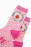 Women's Bamboo Socks - Pink, Highland Cow Wreath