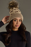Tan Horse Pattern Pom Hat PA004