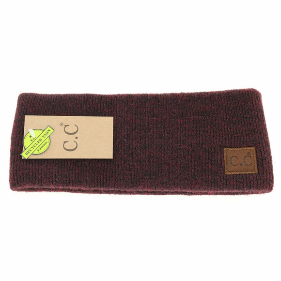 Soft Ribbed Leather Patch C.C. Head Wrap HW9021: Heather Wine