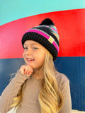 Kids' Southwestern C.C Beanie with Faux Fur Pom: Black