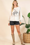 KC035-CLEO WESTERN COWBOY GRAPHIC LONG SLEEVE SWEATSHIRT