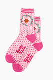 Women's Bamboo Socks - Pink, Highland Cow Wreath