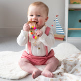 Highland Cow Teething Ring - with silicone beads and bib