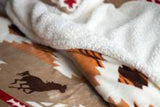 Southwestern Wild Running Horses Lodge Sherpa Fleece Blanket