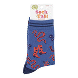 Women's Bamboo Socks - Navy Blue/Denim Blue, Cowboy Snakes