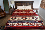 Andean Alpaca Wool Blanket - Wildfire - Red/Cream