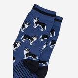 Men's Bamboo Socks - Denim Blue/Black, Border Collie