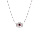 Ultra Mini Belt Buckle Birthstone Necklace - Silver