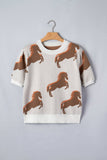 PRETTY BASH Western Horse Short Sweater - BFJA
