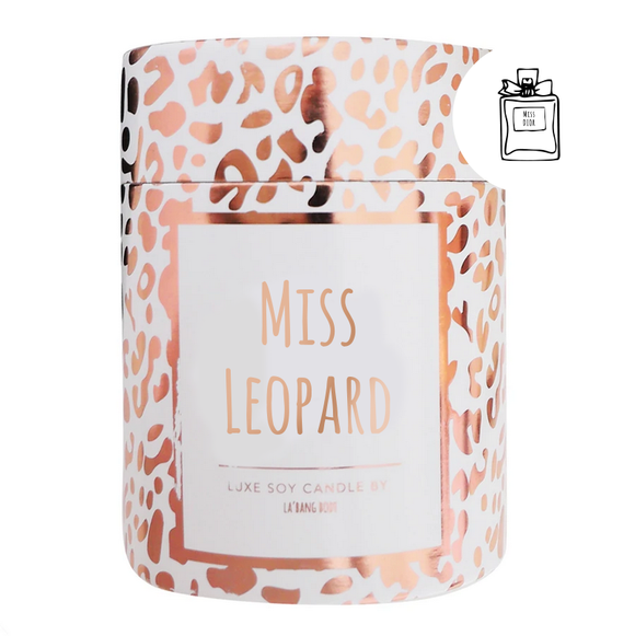 Wooden wick Candle - Miss Leopard  - Rose Gold Luxe edition with plastic lid