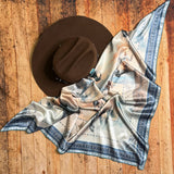 AVS842 HORSES PRINT SILK SCARF 36X36