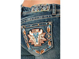 Steer Head Embroidery Mid-Rise Boot cut 34" | EB-61886CH