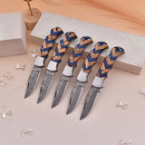 6.5' Artistic handle damascus folding knife, Pocket Knife