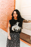 Black Ivory Buckin Horse Sleeveless Sweater