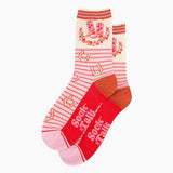Women's Bamboo Socks - Cream/Pink, Cowboy Boot Stripe