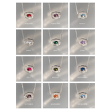 Ultra Mini Belt Buckle Birthstone Necklace - Silver