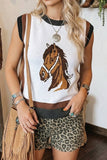 Spring 2026 Western Horse Head Colorblock Trim Sweater Vest - CBMQ