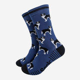Men's Bamboo Socks - Denim Blue/Black, Border Collie