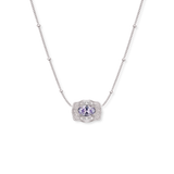 Ultra Mini Belt Buckle Birthstone Necklace - Silver
