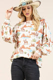 AV1172-MICHAELA WESTERN PRINT RELAXED SWEATSHIRT