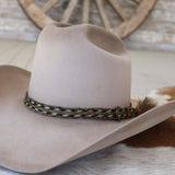 Genuine Horsehair 6 Strand Braided Hat Band with Single Tassel - Green