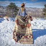Andean Alpaca Wool Blanket - Wildfire - Red/Cream