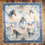AVS842 HORSES PRINT SILK SCARF 36X36