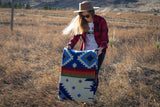 Andean Alpaca Wool Blanket - Ocean Breeze - Light Blue/Dark