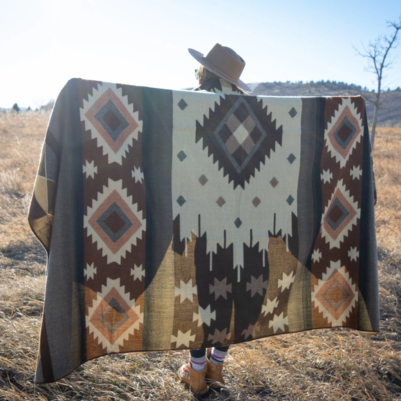 Andean Alpaca Wool Blanket - Mojave - Brown
