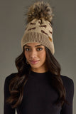 Tan Horse Pattern Pom Hat PA004