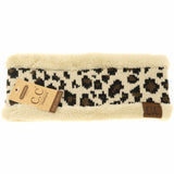 Leopard Print CC Fashion Headband with Fuzzy Lining: Black