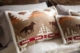 Southwestern Wild Running Horses Lodge Sherpa Fleece Blanket