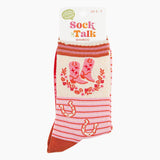 Women's Bamboo Socks - Cream/Pink, Cowboy Boot Stripe
