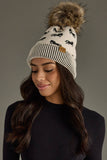Ivory Horse Pattern Pom Hat PA003