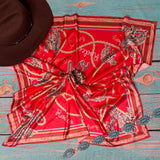 AVS868 VINTAGE WESTERN RODEO SILK SCARF 36X36