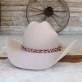Genuine Horsehair 6 Strand Braided Hat Band with Single Tassel - Cerise
