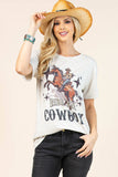 AV1205-PAMELA RIDE'EM COWBOY GRAPHIC T-SHIRT