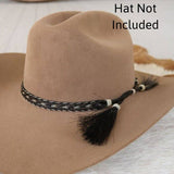 Genuine Horsehair 5 Strand Braided Hat Band with Double Tassel - Stripe