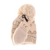 C.C BABY BABY Solid Knit Pom Beanie and Mittens Set