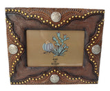 Faux Leather Western Rustic Concho 6” x 4” Picture Frame