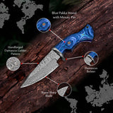 10' Handmade damascus steel knife with leather sheath