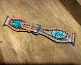 45mm Apple Watch band Tooled Leather : Stones