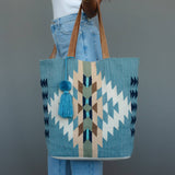 Lt. Blue, Cream & Tan Western Tote
