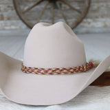 Genuine Horsehair 6 Strand Braided Hat Band with Single Tassel - Pink