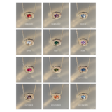 Ultra Mini Belt Buckle Birthstone Necklace - Gold