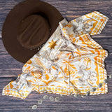 AVS-863 HORSES PRINT SILK WILD RAG/SCARF 36X36