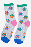 Women's Bamboo Socks - Grey/Rainbow, Highland Cow